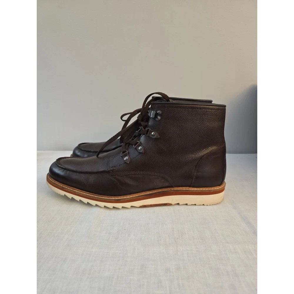Vintage Foundry Moc Toe Boots Shoes Men's 13 Brown Pebbled Leather